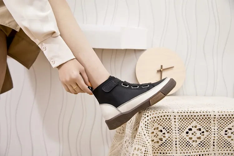 Leather Lace-up High-neck Shoes