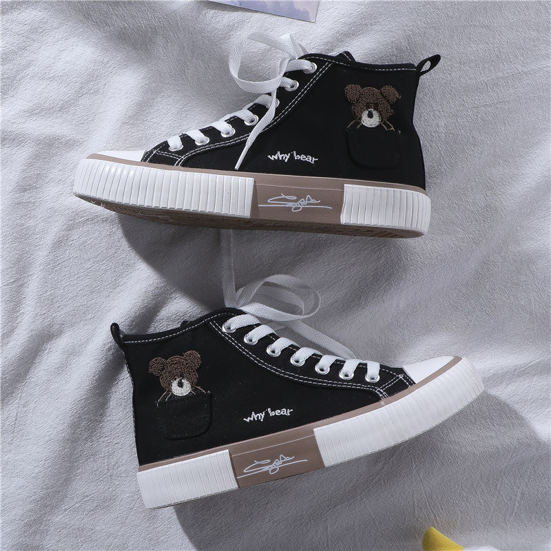 Cute Bear Canvas Sneakers High Top