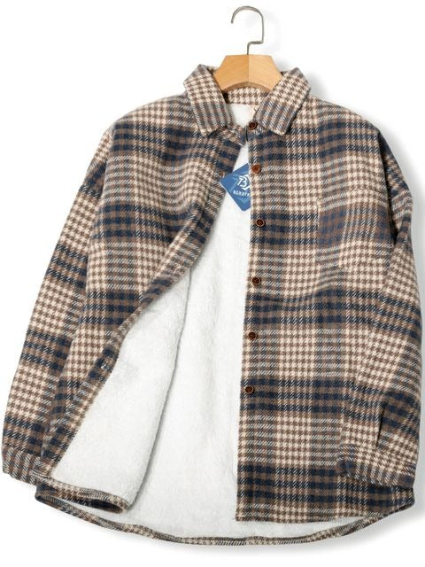 Jacket Long Sleeve Button Down Casual Plaid Flannel Shirts Boyfriend Fall Blouses