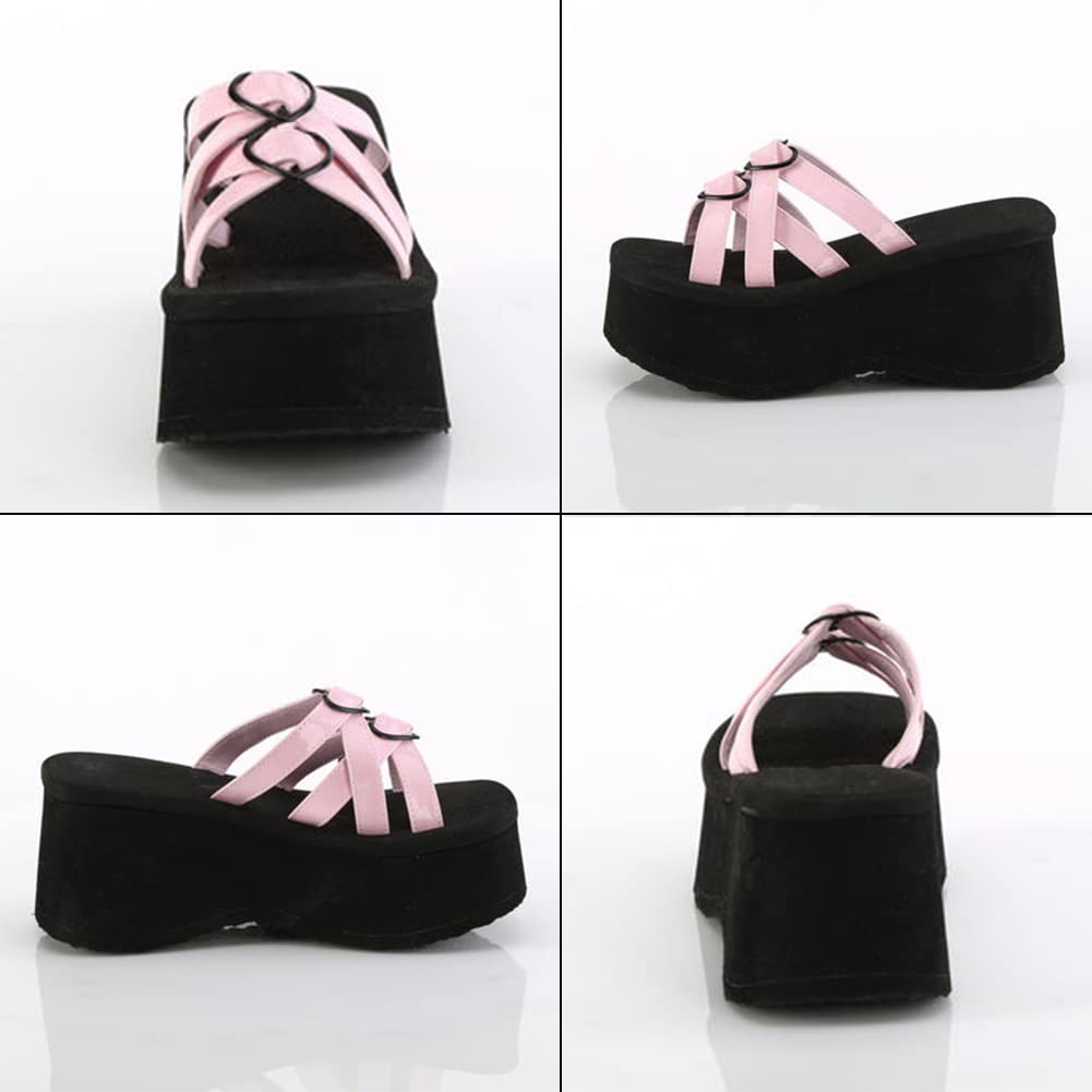 Women's Platform Wedge Slip On Sandals Gothic Cross Band Summer Slippers