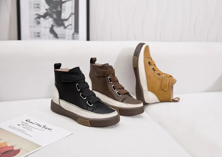 Leather Lace-up High-neck Shoes
