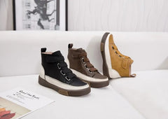 Leather Lace-up High-neck Shoes