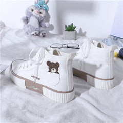 Cute Bear Canvas Sneakers High Top