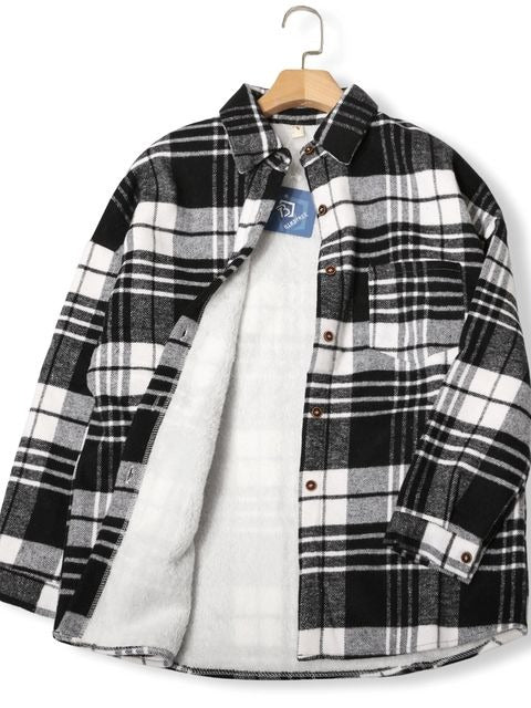Jacket Long Sleeve Button Down Casual Plaid Flannel Shirts Boyfriend Fall Blouses