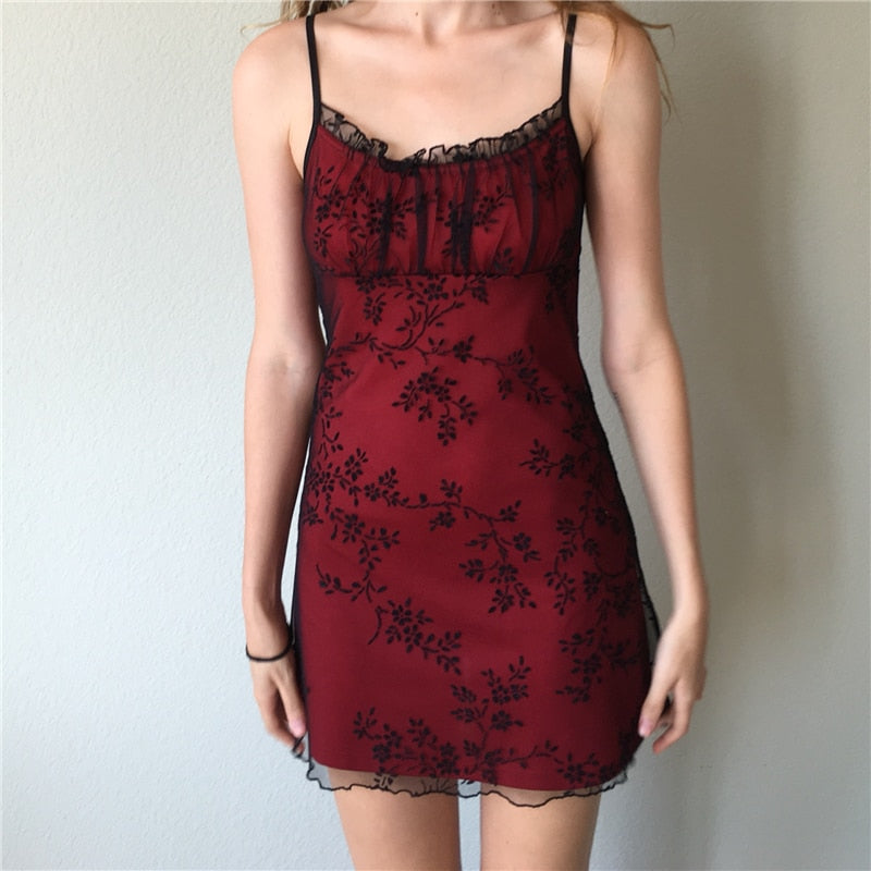 Lace Strap Mini Dress