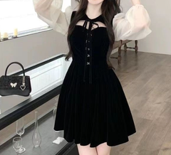 Kpop Velvet Black Party Dress