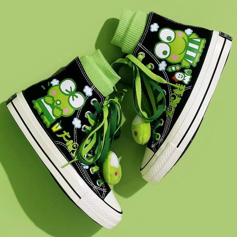 Cute Kawaii Frog High Top Canvas