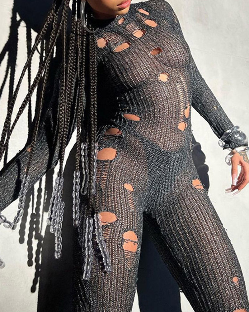 Cut-Out Knitted Jumpsuit