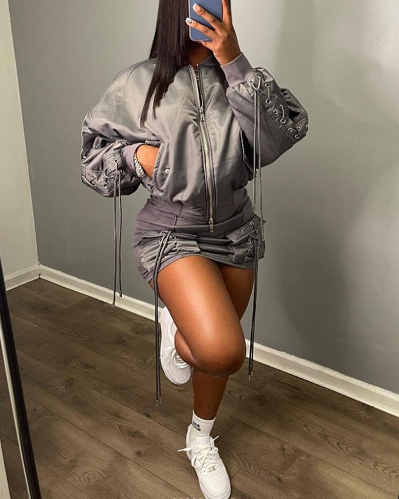 Shoelace Jacket With Skirt Coords