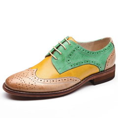 Women's Classical Leather Brogues Flat Lace-up Oxford Loafers