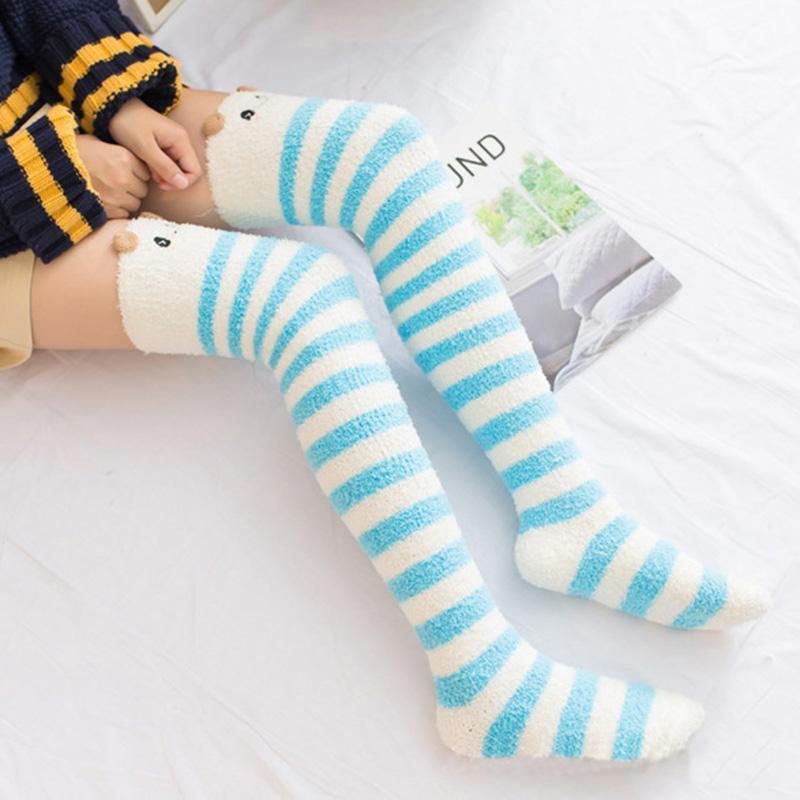 Animal Fleece Thigh High Long Socks