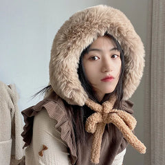 Winter Plush Knitted Beanie Hat Rabbit Ear Hats for Girls