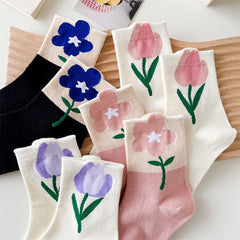 Cute Flowers Candy Color Socks