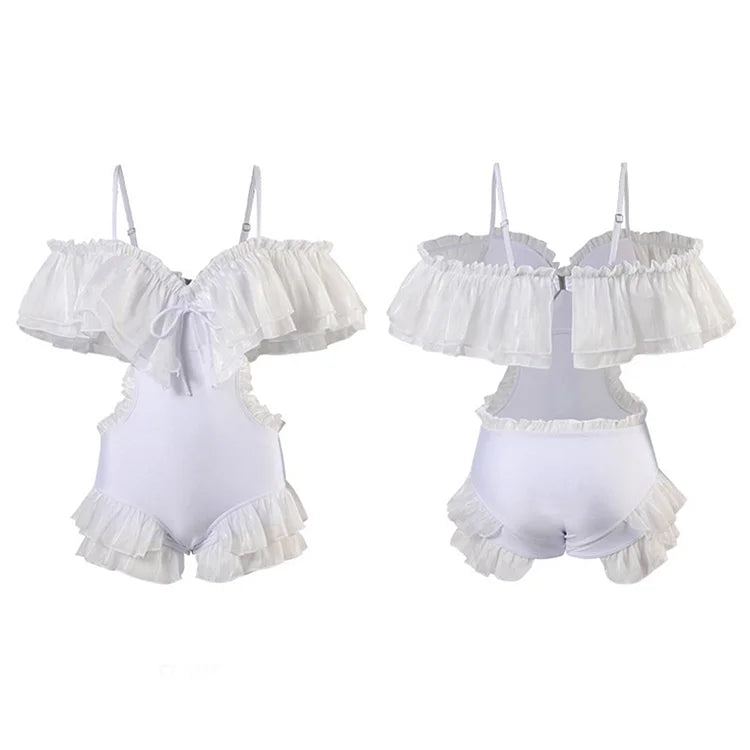 Off The Shoulder Flouncing Swimsuit