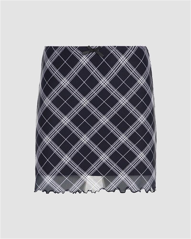 Vintage Checker Mesh Mini Skirt