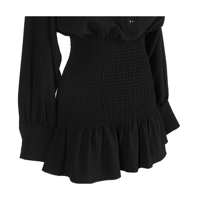 Black Long-sleeved Shirt Dress – Baly Shop