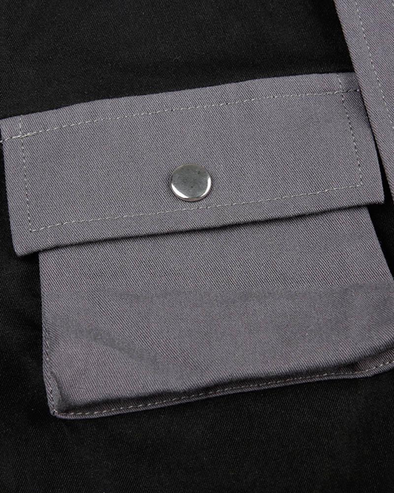 Contrasting Utility Mini Skirt with Leg Warmers