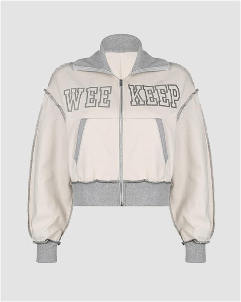 Contrasting Motion Letter Print Jacket