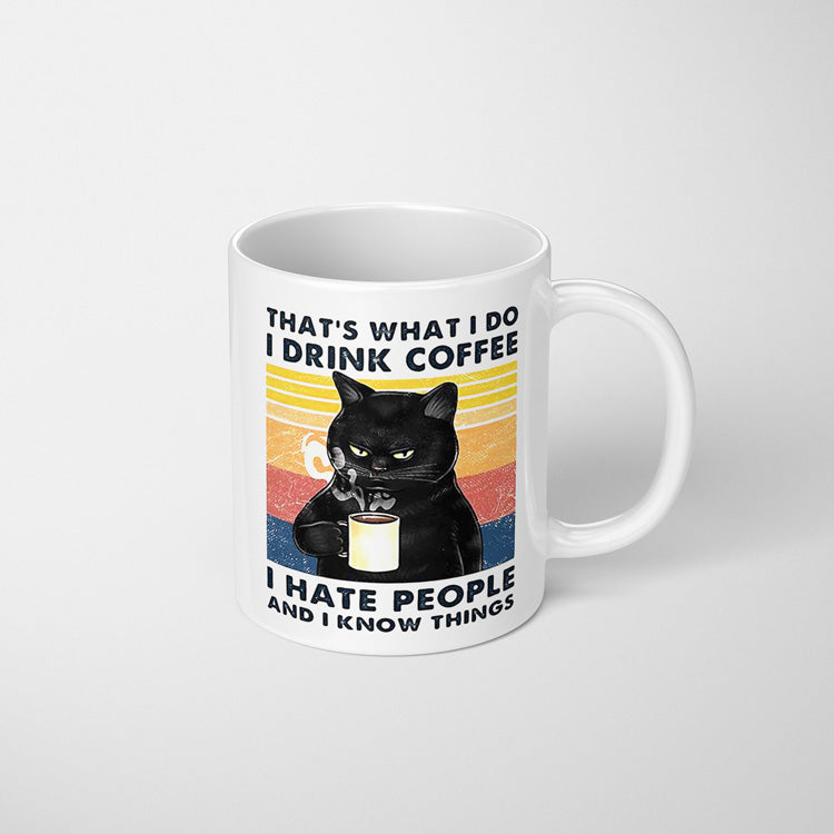 Funny Coffee Know Things Black Cat Ceramic Mug