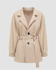 Puff Sleeve Belted Woolen Coat