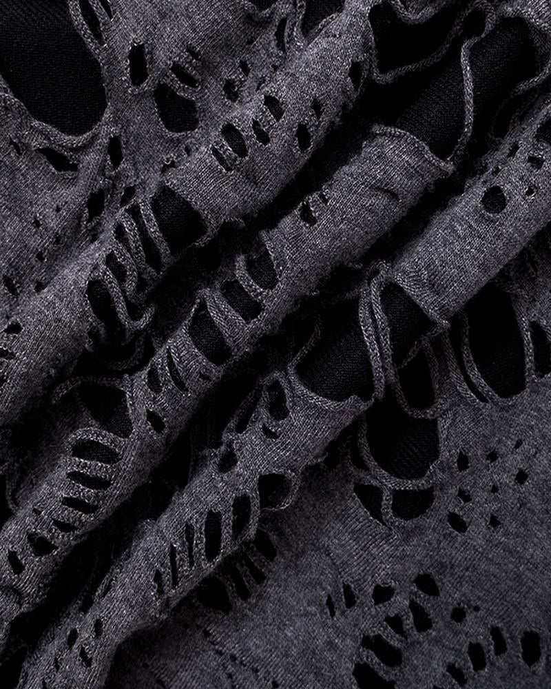 Grunge-Style Rip-Off Coord Set