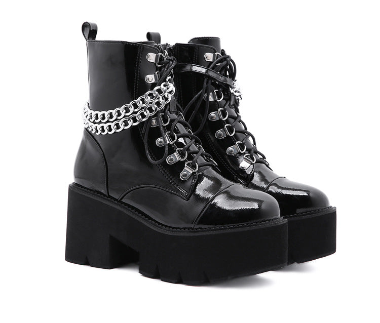 Chain Goth Punk Platform Ankle Boots