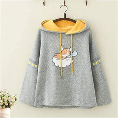 College Style Kawaii Sleeping Corgi Hoodie