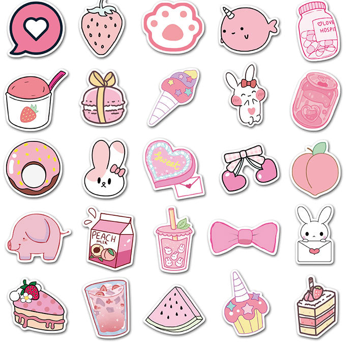 Cute Pink Stickers 100pcs