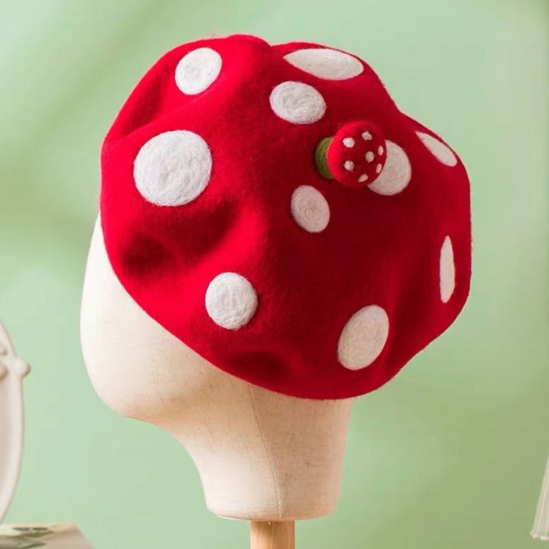 Cute Red Mushroom Kids Beret