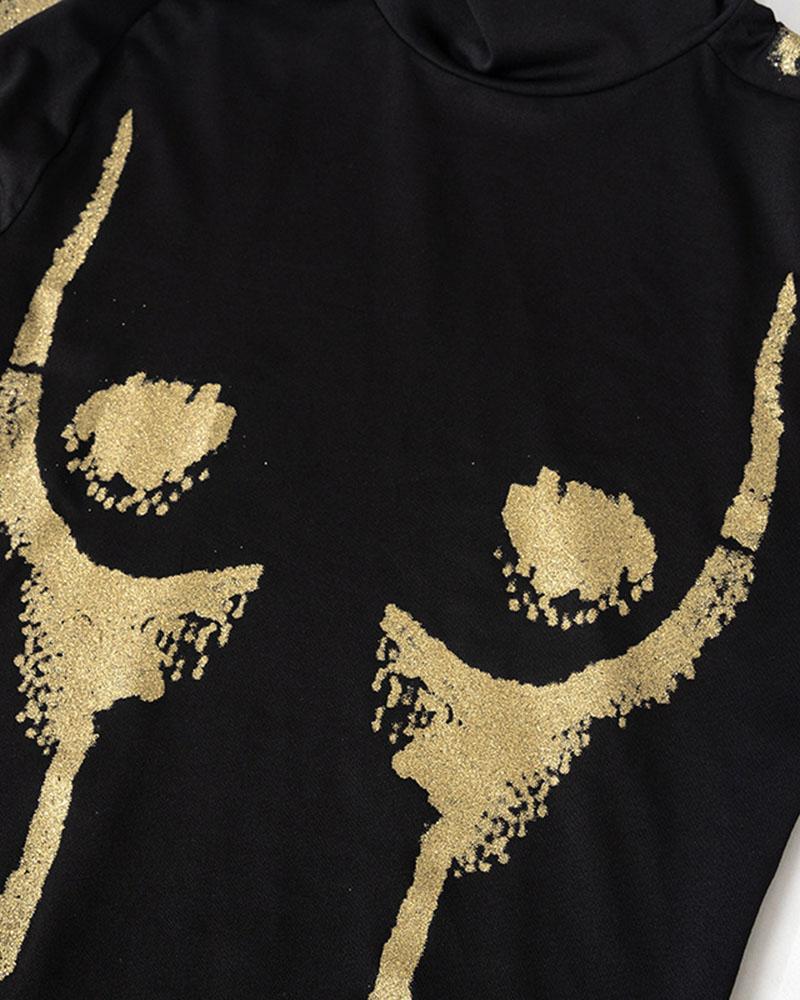3D Body Print Gilt Casual Dress