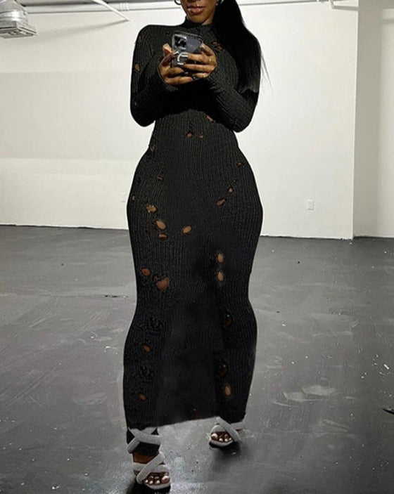 Party Cut Out Knitted Maxi Dress
