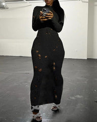 Party Cut Out Knitted Maxi Dress