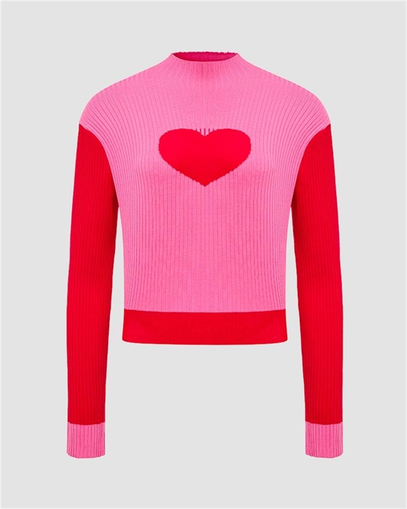 Heart Icon Contrasting Sweater