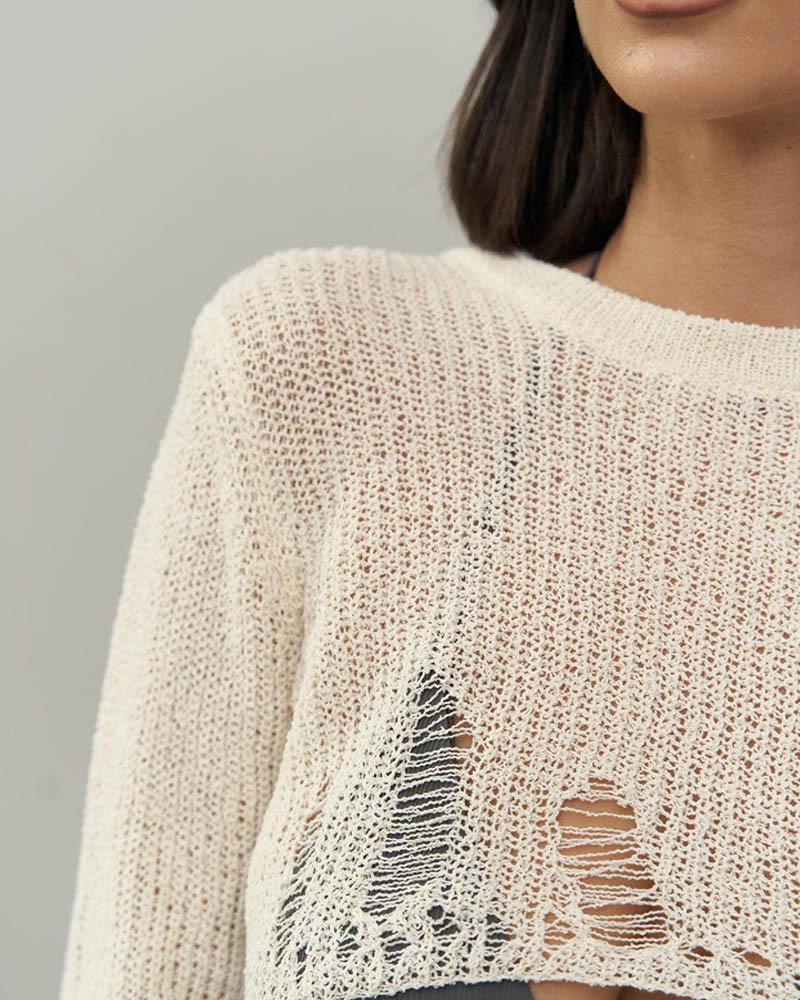 Amesthan Cropped Cut Out Sweater