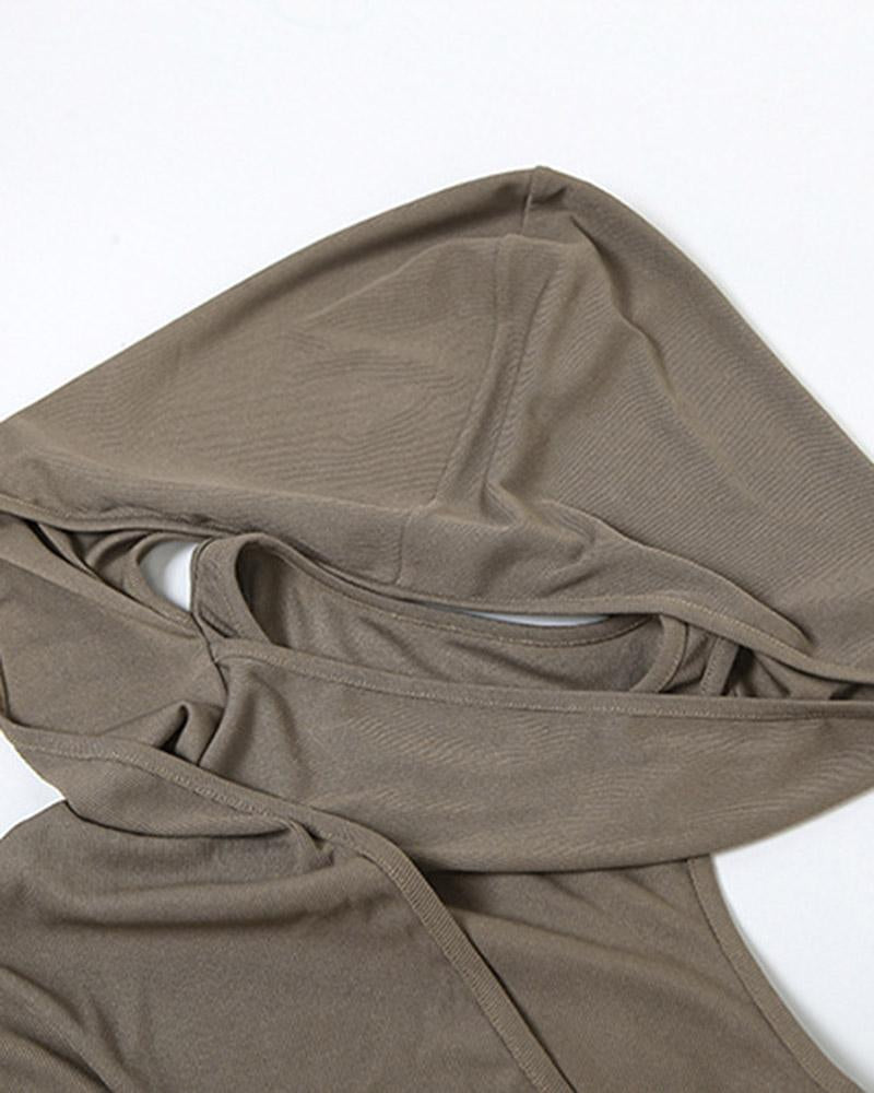 Pure Color Hooded Maxi Dress