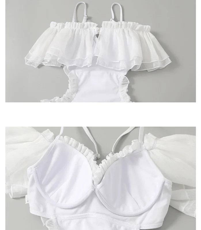 Off The Shoulder Flouncing Swimsuit