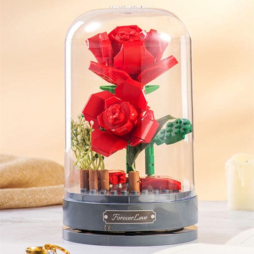 Building Blocks Flowers Bouquet DIY LED Flower Block Music Box Gift