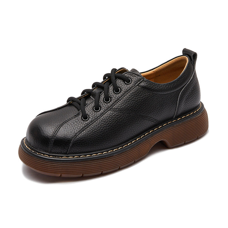Platform Oxfords Shoes Lace Up Flats Leather Shoes