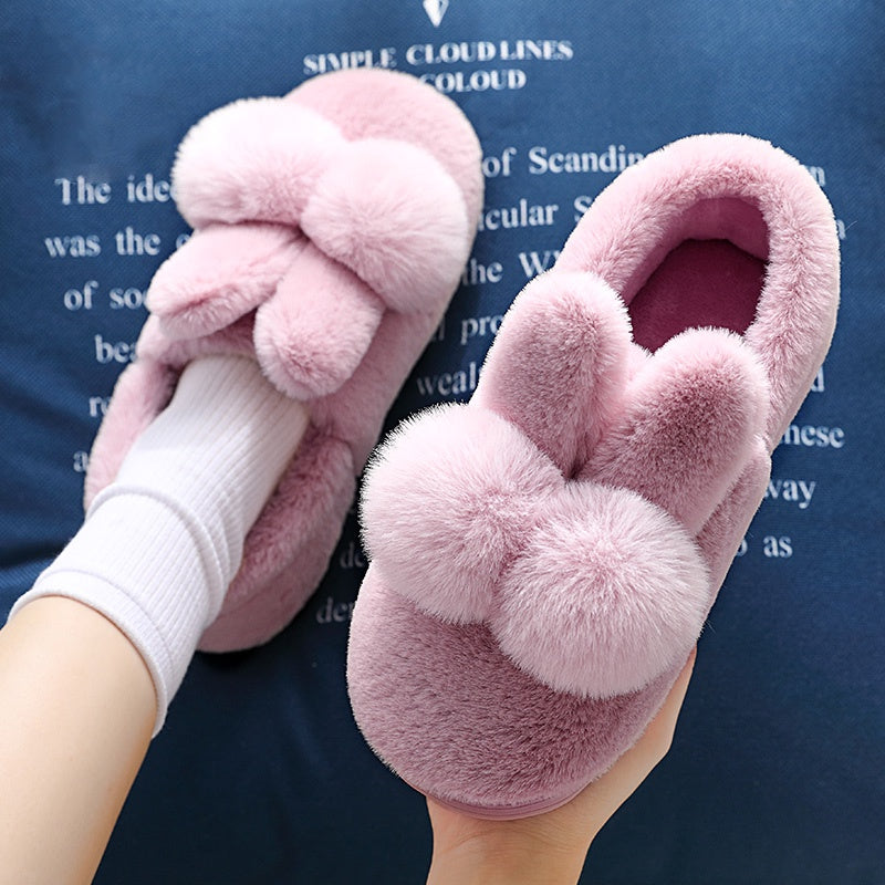 Cute Plush Bunny Rabbit Ears Warm Home Slippers