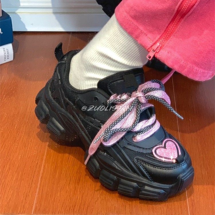 Fashionable Platform Daddy Black Sneakers