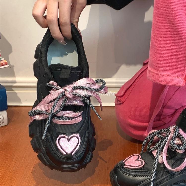 Fashionable Platform Daddy Black Sneakers