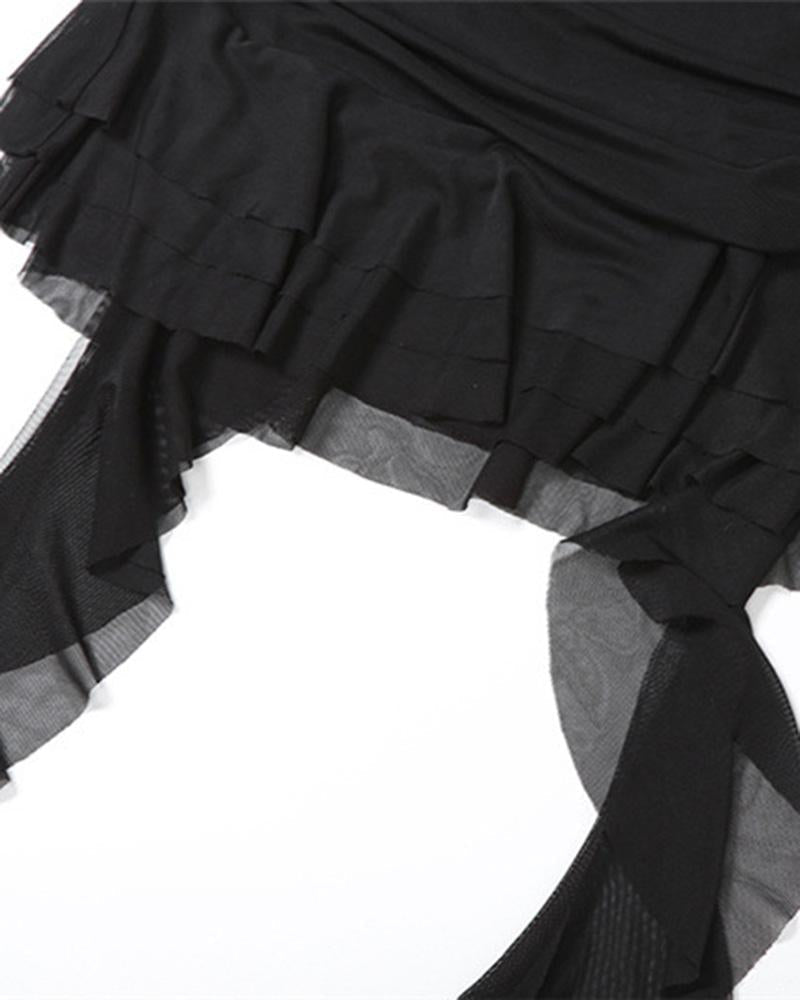 Metallic Button Patchwork Halter Dress