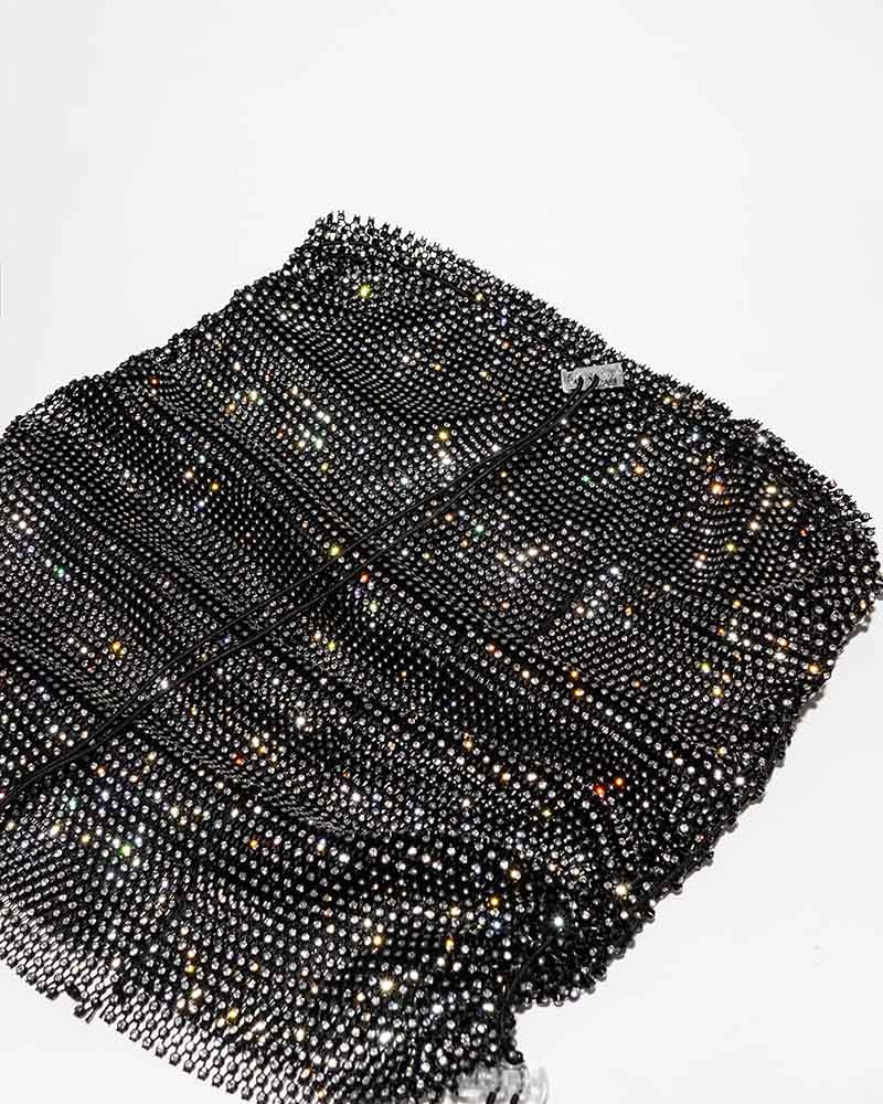 Wondering Ruched Glitter Mini Skirt