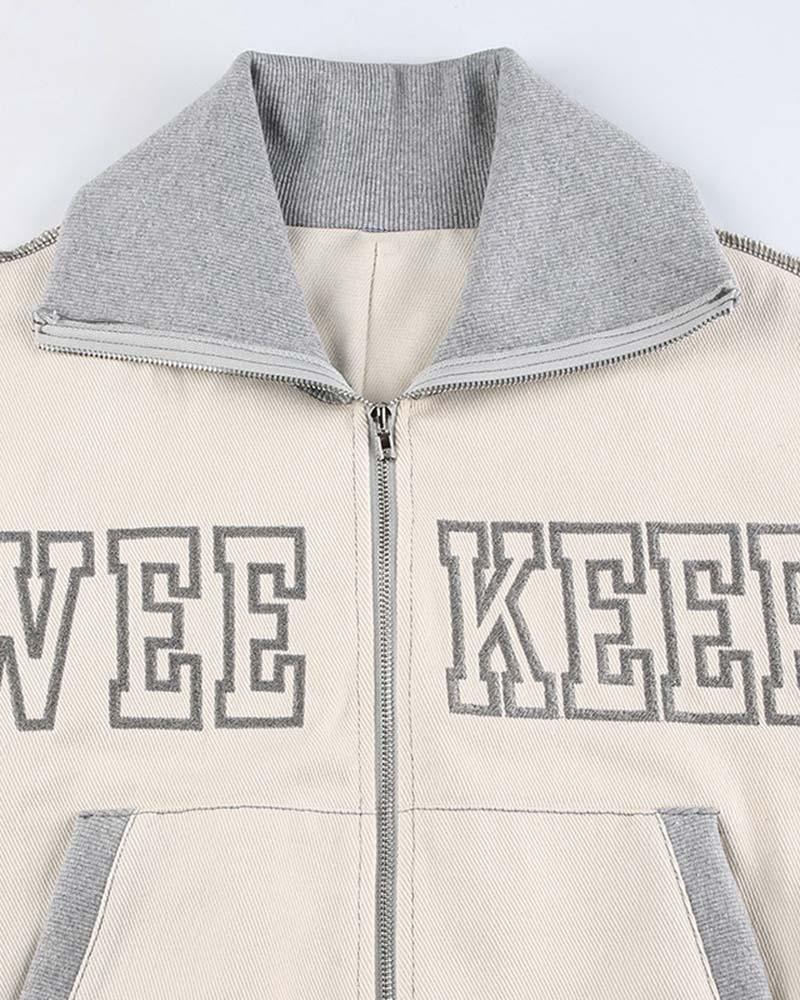Contrasting Motion Letter Print Jacket