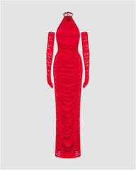 Lovelace Maxi Dress with Gloves