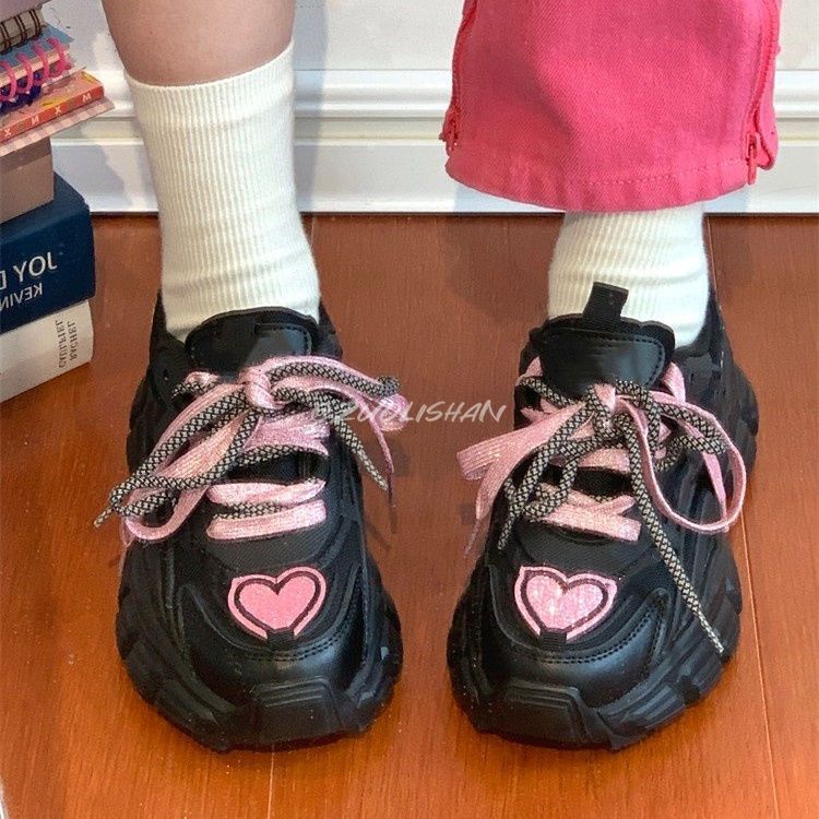Fashionable Platform Daddy Black Sneakers