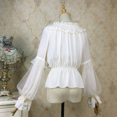 Girls Sweet Lolita Blouse With Puff Sleeve