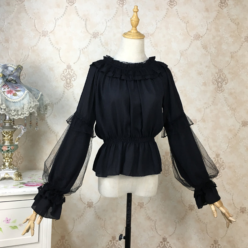 Girls Sweet Lolita Blouse With Puff Sleeve