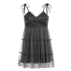 Gothic Mesh Sling Mini Dress