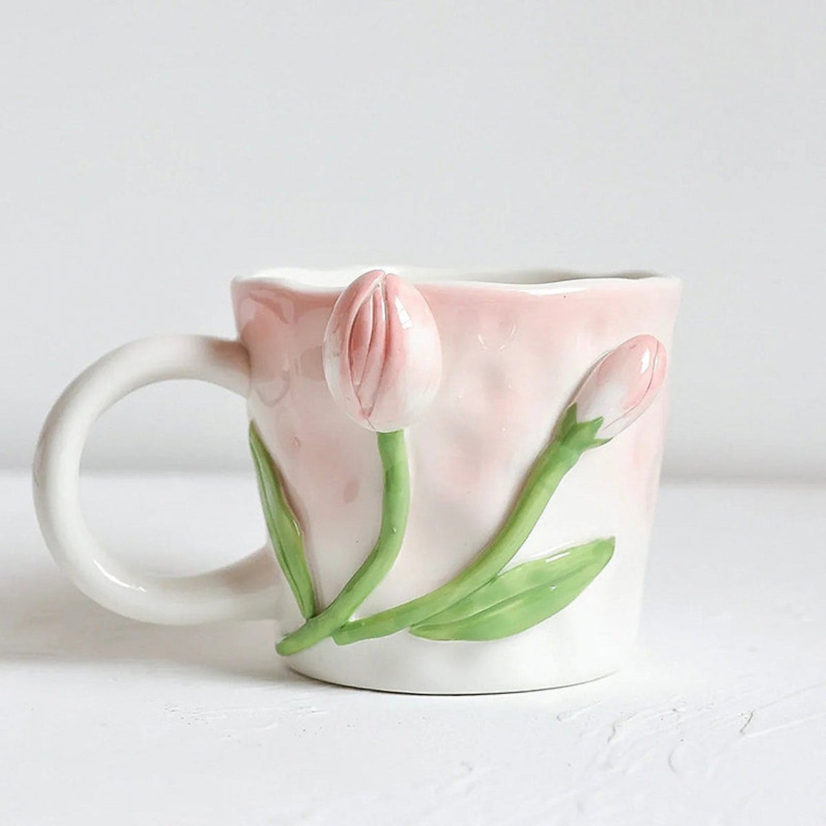 Elegant Handmade 3D Embossed Hand Painted Floral Mugs Gift